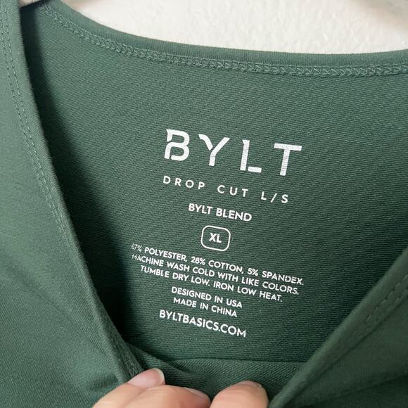 [BYLT] Green Drop Cut L/S Long Sleeve Signature Crew Neck T-Shirt Men's Size XL - Picture 10 of 11